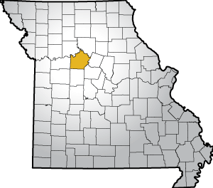 Map showing Saline County in Missouri